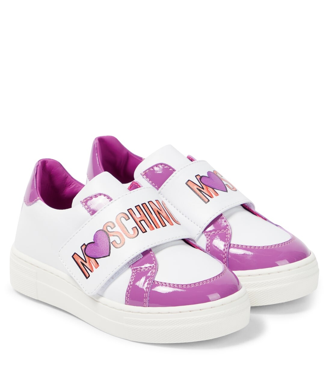 

Кожаные кроссовки с логотипом Moschino Kids, белый