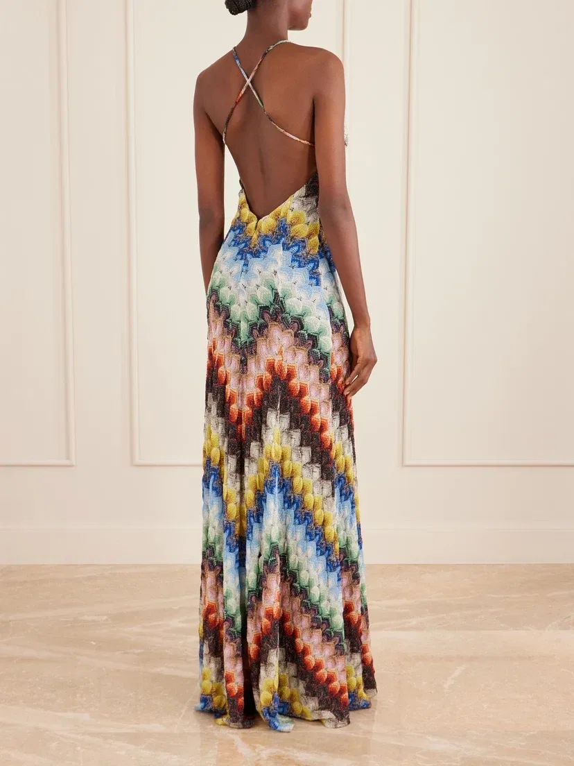 Металлическое макси-платье, связанное крючком Missoni, мультицвет — фото 3