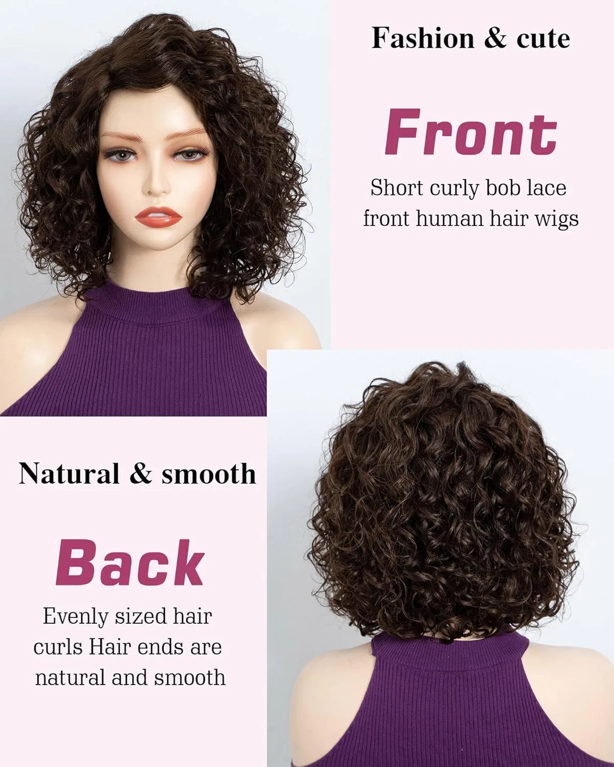 Женский короткий кудрявый парик-боб «Deep Wave Lace Front» 12 дюймов от FASHION IDOL Fashion Idol, Brown — фото 4