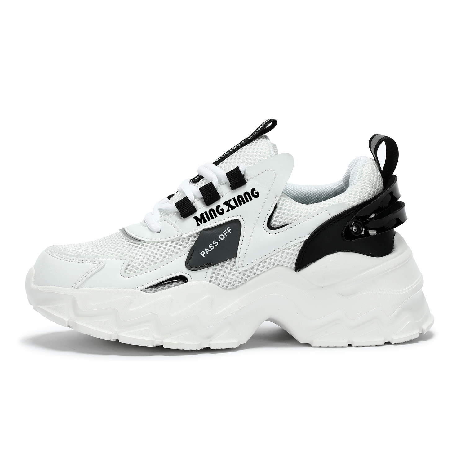 

Singing Дышащие легкие низкие кроссовки на платформе для увеличения роста унисекс белый черный, цвет White Black