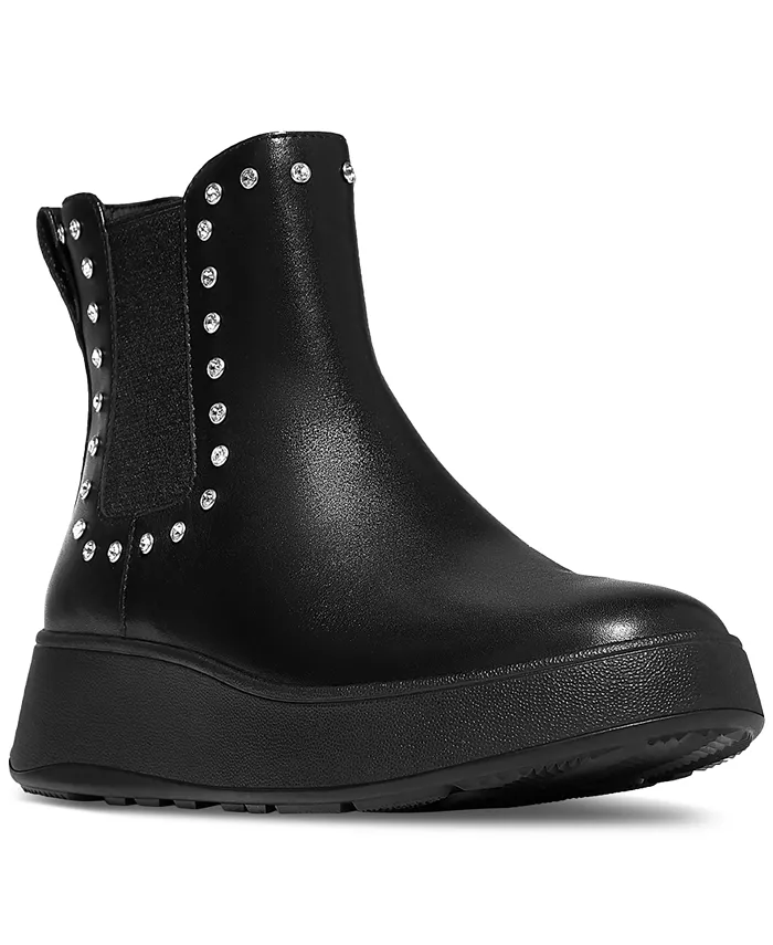 Женские ботинки челси F-Mode с отделкой из кожи Gem-Trim Fitflop, черный