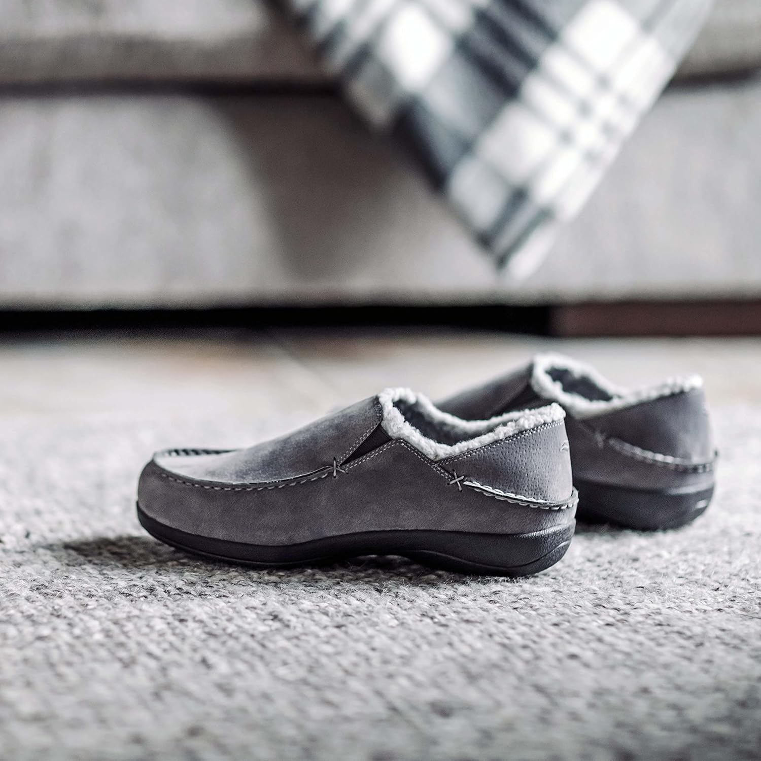 Мужские тапочки Powerstep ArchWear, домашняя обувь, ортопедические тапочки с поддержкой свода стопы, для облегчения боли при плантарном фасциите, тапочки для мужчин, для дома и улицы, серый — фото 3
