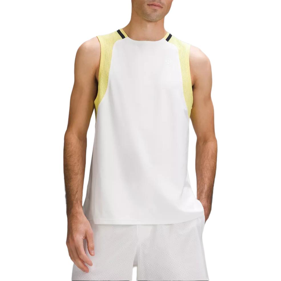 

Теннисный топ мужские Lululemon, White/Bright Yellow/White/Beaming Yellow
