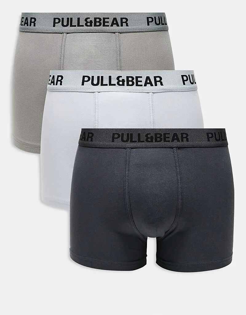 

3 пары трусов-боксеров черного, серого и белого цвета Pull&Bear