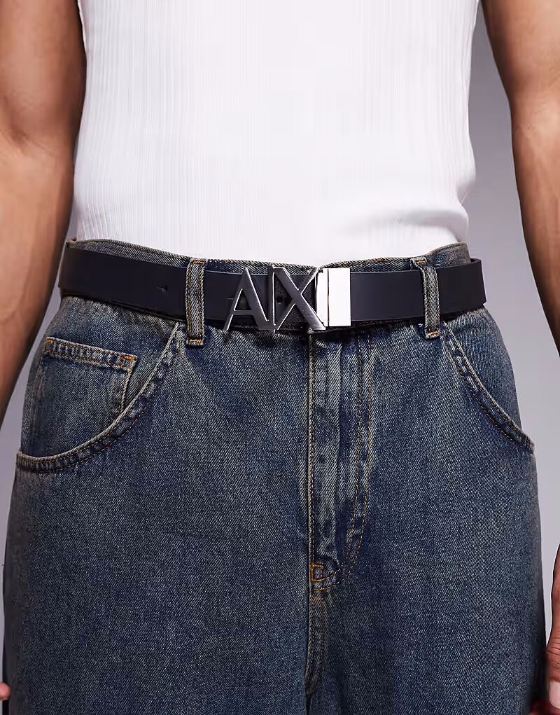 

Двусторонний ремень с логотипом Armani Exchange темно-синего и кремового цветов