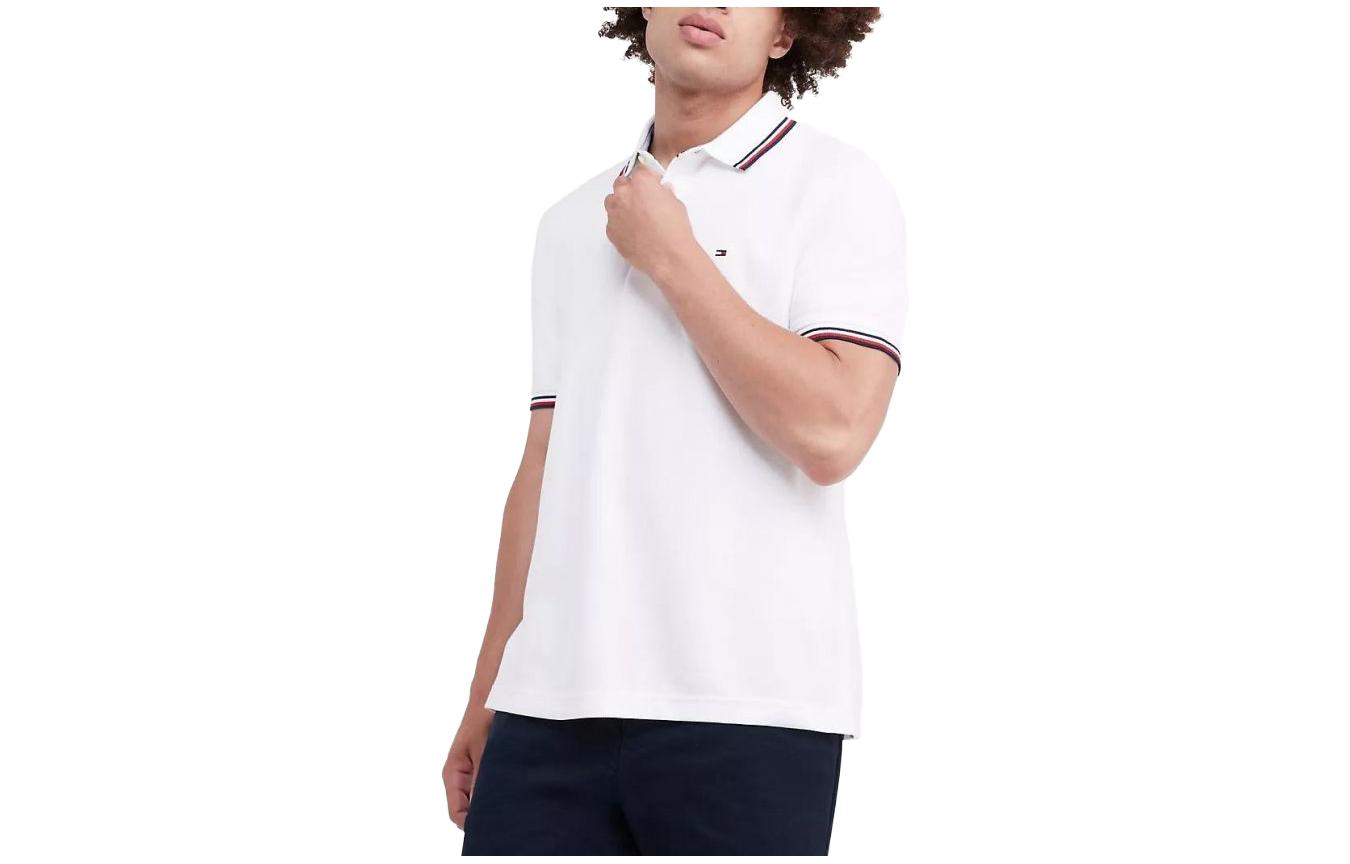 

Tommy Hilfiger Обычный крой поло с контрастной отделкой белое поло мужская белая