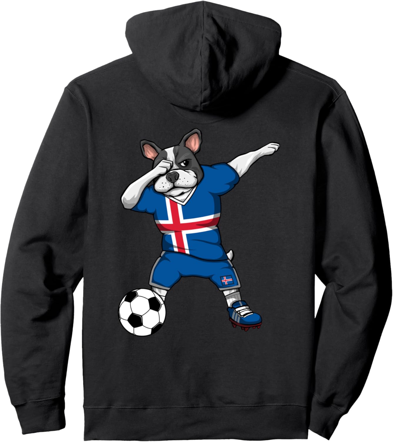 

Футболка с изображением французского бульдога, танцующего в Исландии, с флагом Исландии и толстовкой с изображением французского бульдога, танцующего в стиле «дэб», черная Teeisle Iceland Football