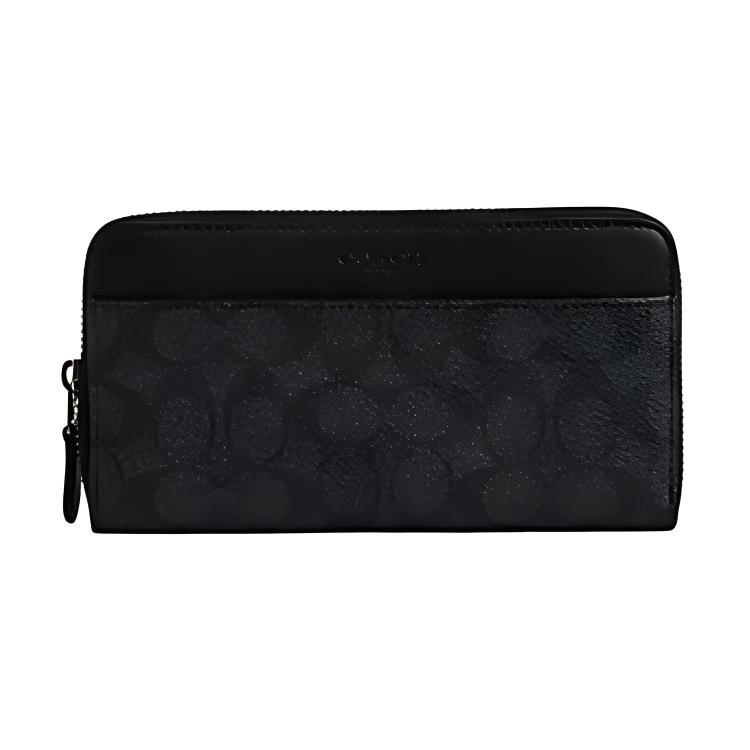 

COACH Кожаный кошелек-книжка с тиснением, Bronze & Wood Charcoal & Black