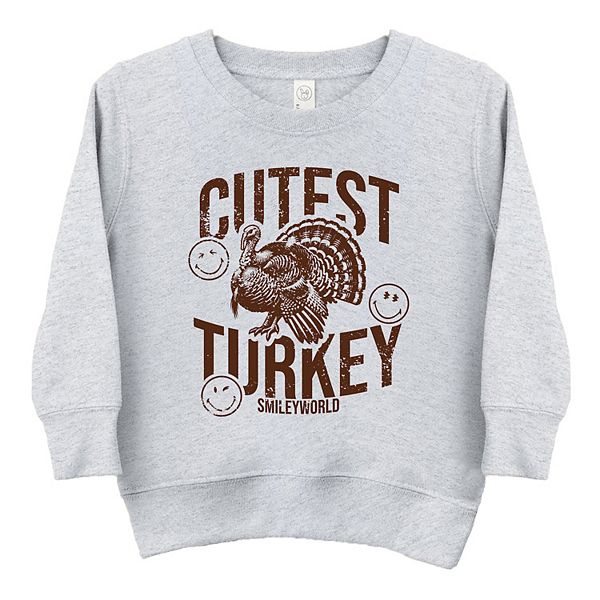 

Свитшот с принтом Smileyworld cutest turkey distressed для малышей The Juniper Shop, Heather Grey