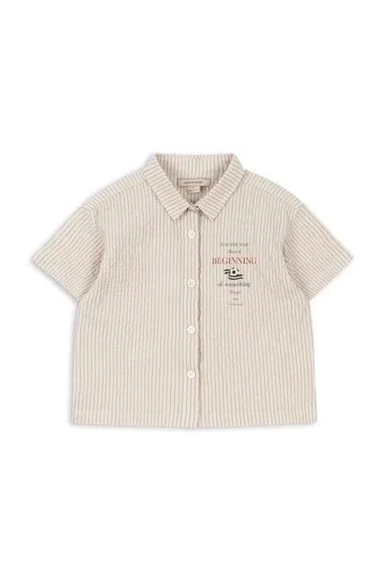 Рубашка хлопковая с эластаном Elliot SS Shirt Konges Sløjd, бежевый