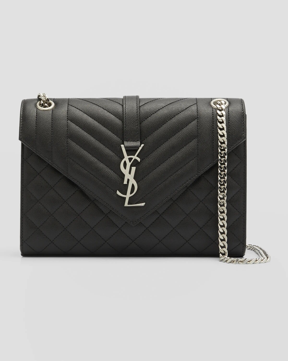 

Сумка через плечо Envelope Triquilt Medium YSL из зерненой кожи Saint Laurent, цвет Black