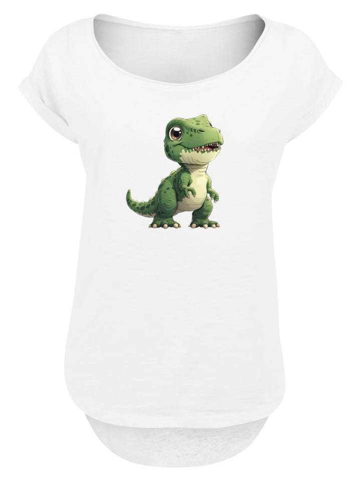 

Удлиненная футболка с милым зеленым динозавром белого цвета F4NT4STIC, Зеленый, Удлиненная футболка с милым зеленым динозавром белого цвета F4NT4STIC