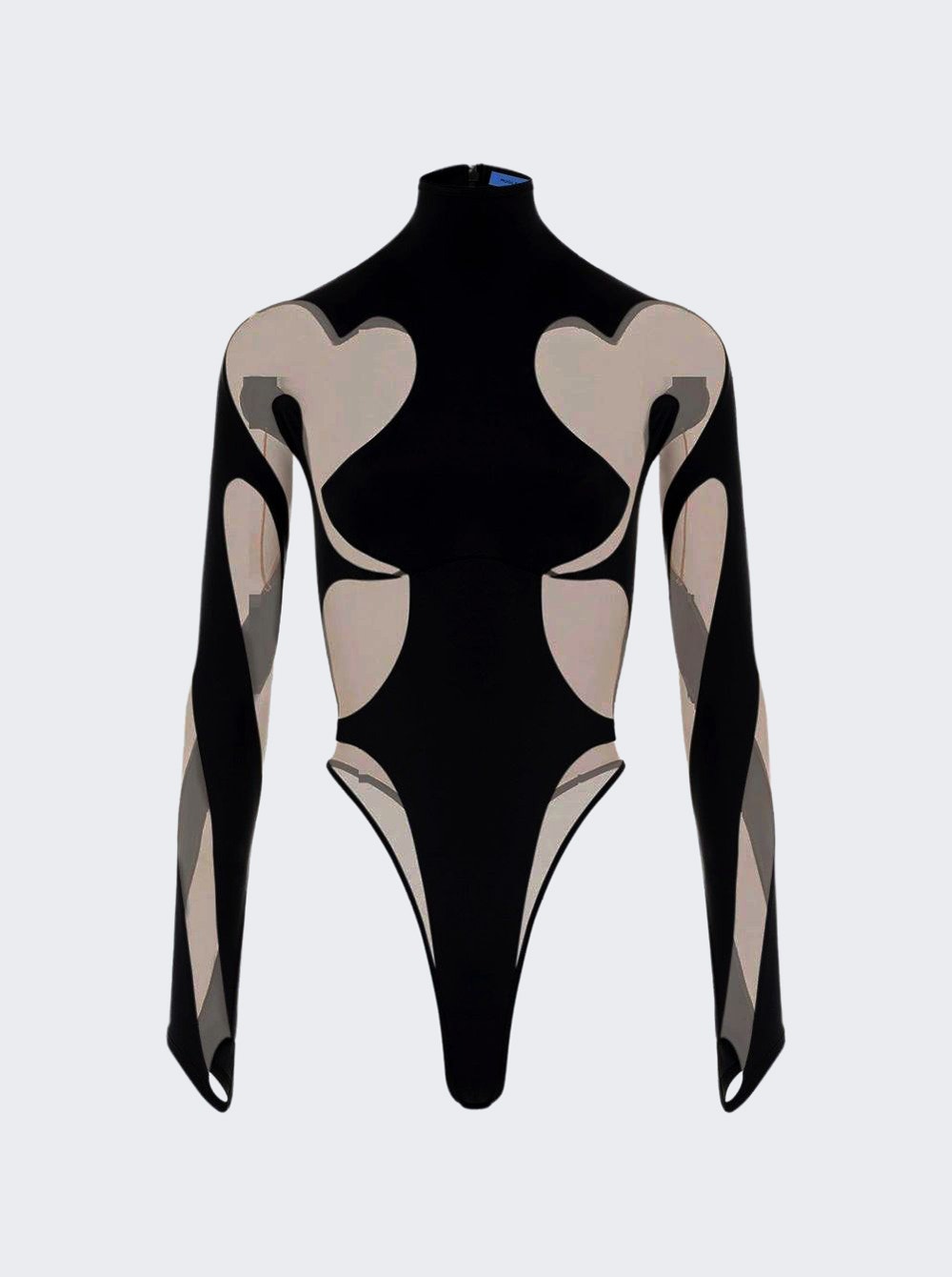 

Боди с прозрачными вставками Mugler, цвет black and nude 02