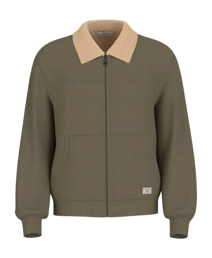 

Зеленая куртка-бомбер с контрастным воротником Guess, зеленый