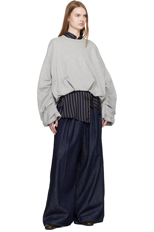 Джинсы с широкими складками Dries Van Noten, индиго — фото 4