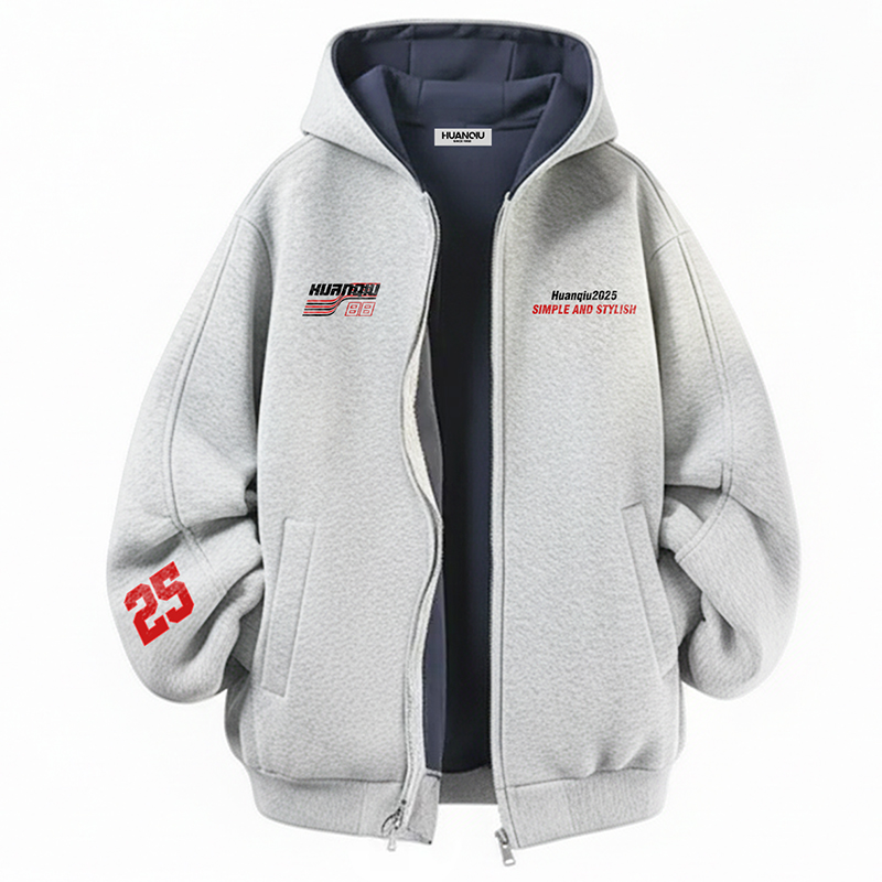 

Толстовка Unisex Hooded Thickened Heavyweight HUANQIU, белый heather серый[heavyweight thickened]
