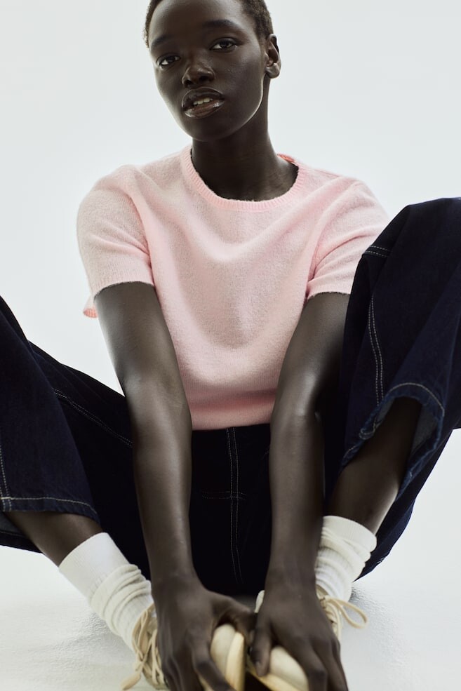 

Футболка из тонкого трикотажа H&M, розовый