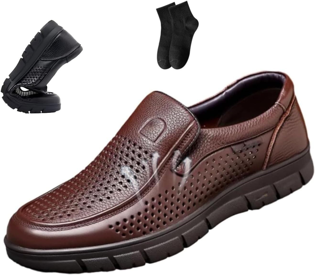 

Дышащие мужские кожаные туфли в стиле бизнес-кэжуал, мужские повседневные кожаные туфли, деловые слипоны, мягкие удобные стильные кроссовки для вождения Noworfewer, коричневый
