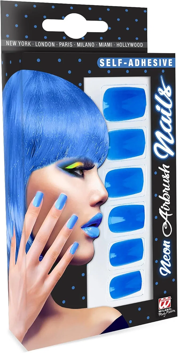 Набор самоклеящихся накладных ногтей Widmann W Widmann Milano Party Fashion, Neon Blue