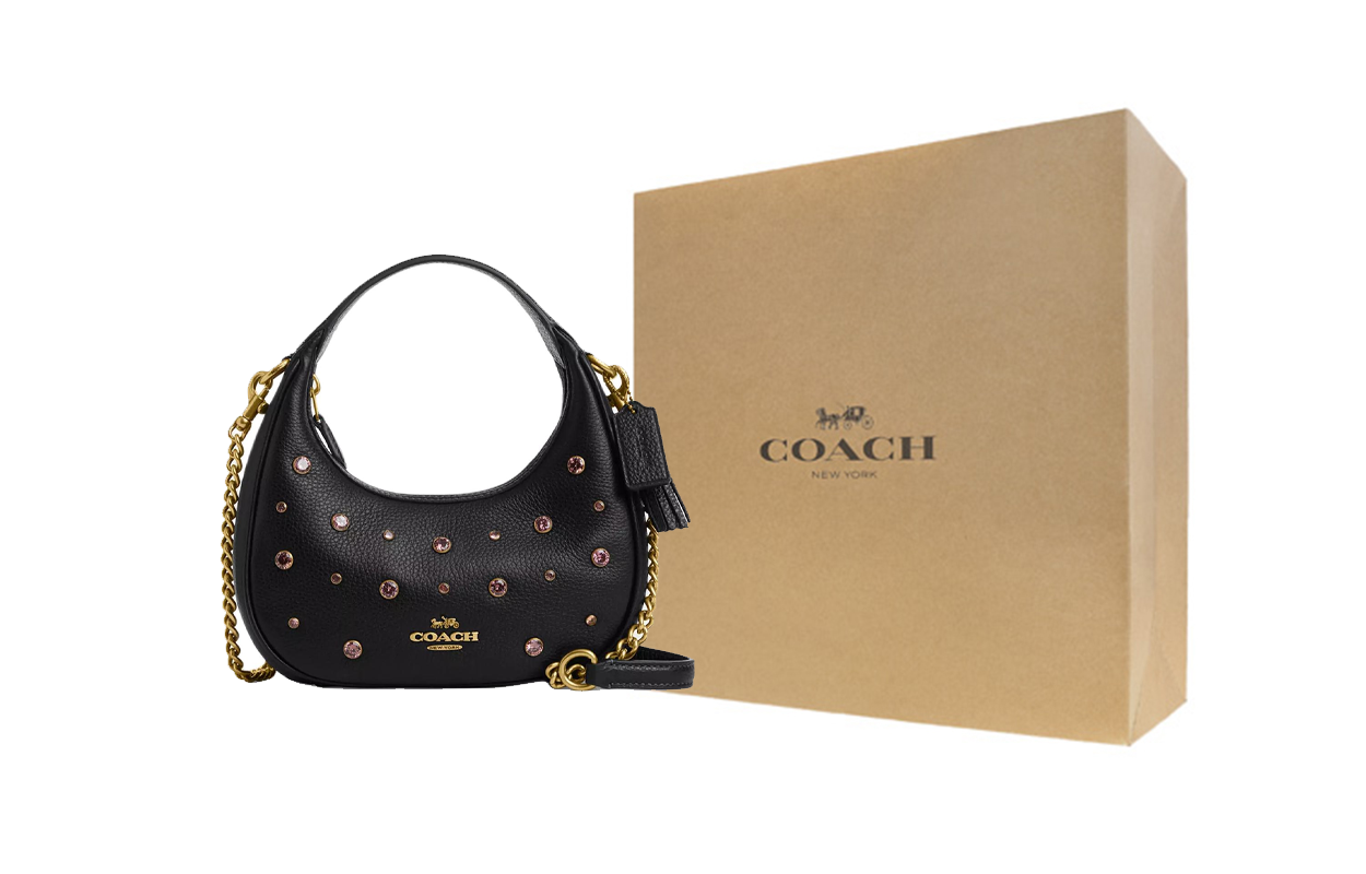 

COACH Кармен изящная кожаная сумка через плечо миниатюрная женская черная