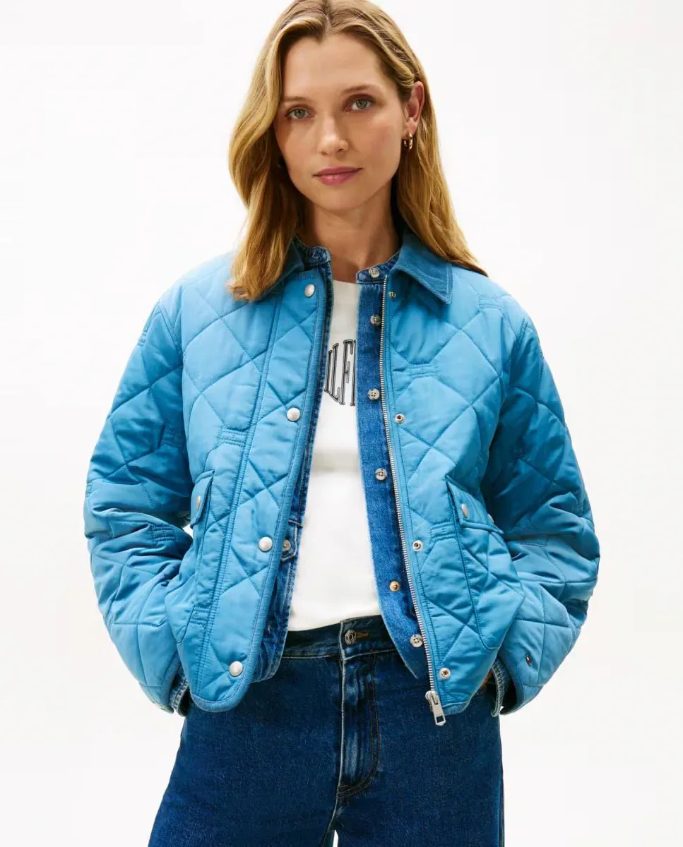 Женская стеганая куртка с клапанными карманами Tommy Hilfiger, синий