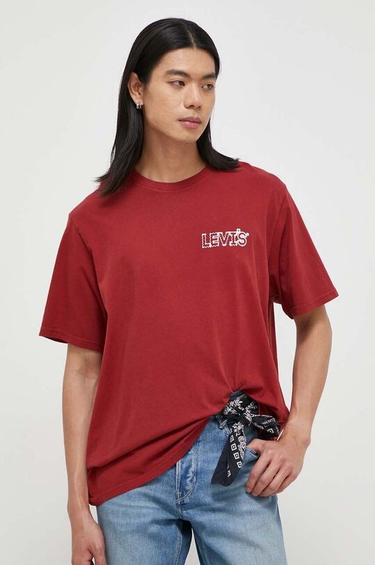 

Хлопковая футболка Levi's, бордовый, Красный, Хлопковая футболка Levi's, бордовый