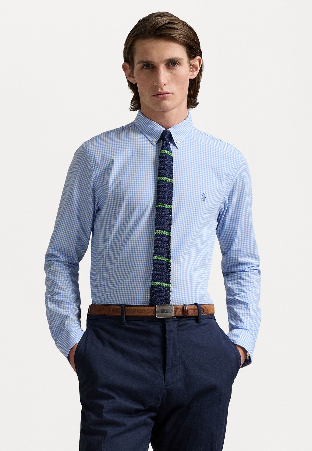 

Рубашка SLIM FIT GINGHAM STRETCH POPLIN SHIRT Polo Ralph Lauren, синий