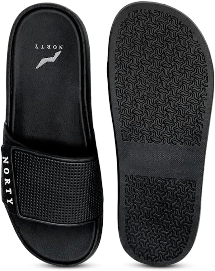 

Мужские сланцы NORTY, спортивные сандалии с открытым носком, на легкой шлепанцевой подошве для дома и улицы, размер тянет на один меньше, черный