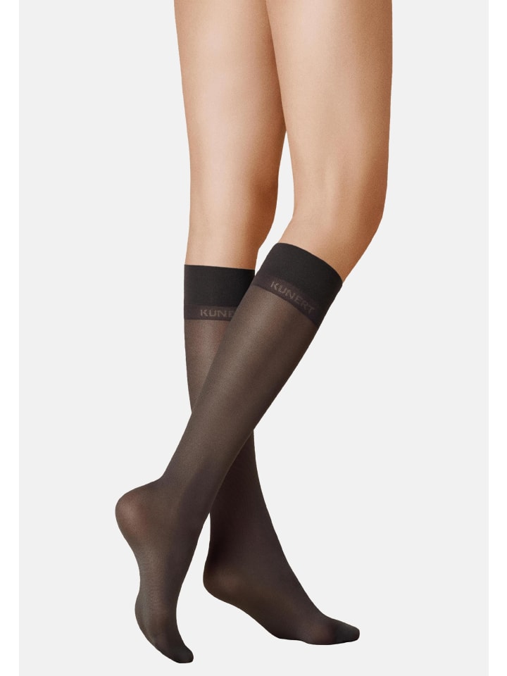 

Kunert Изящные чулки до колена, с атласным блеском, размер 40, мягкий пояс, черные