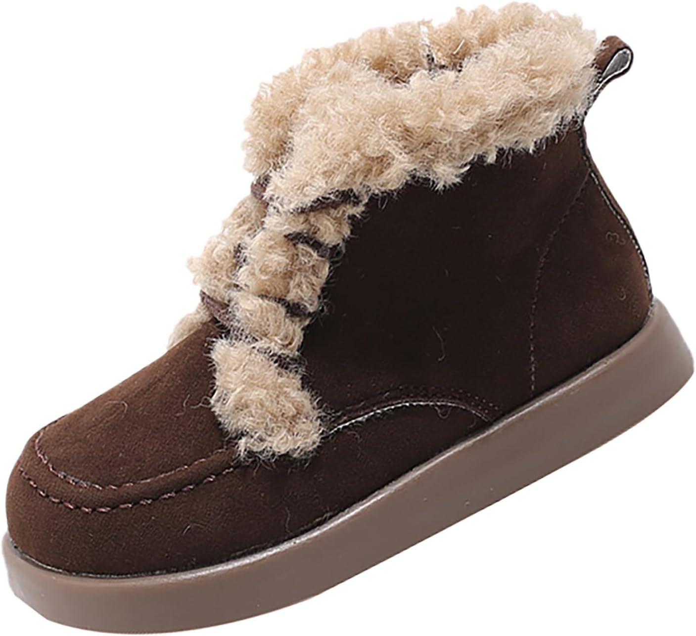 

Мальчики Девочки Зимние Ботинки до Щиколотки с Искусственным Мехом, Теплые, Для Походов на Улице, Водонепроницаемые, Нескользящие, Уютные Флисовые Ботиночки Generic, Brown