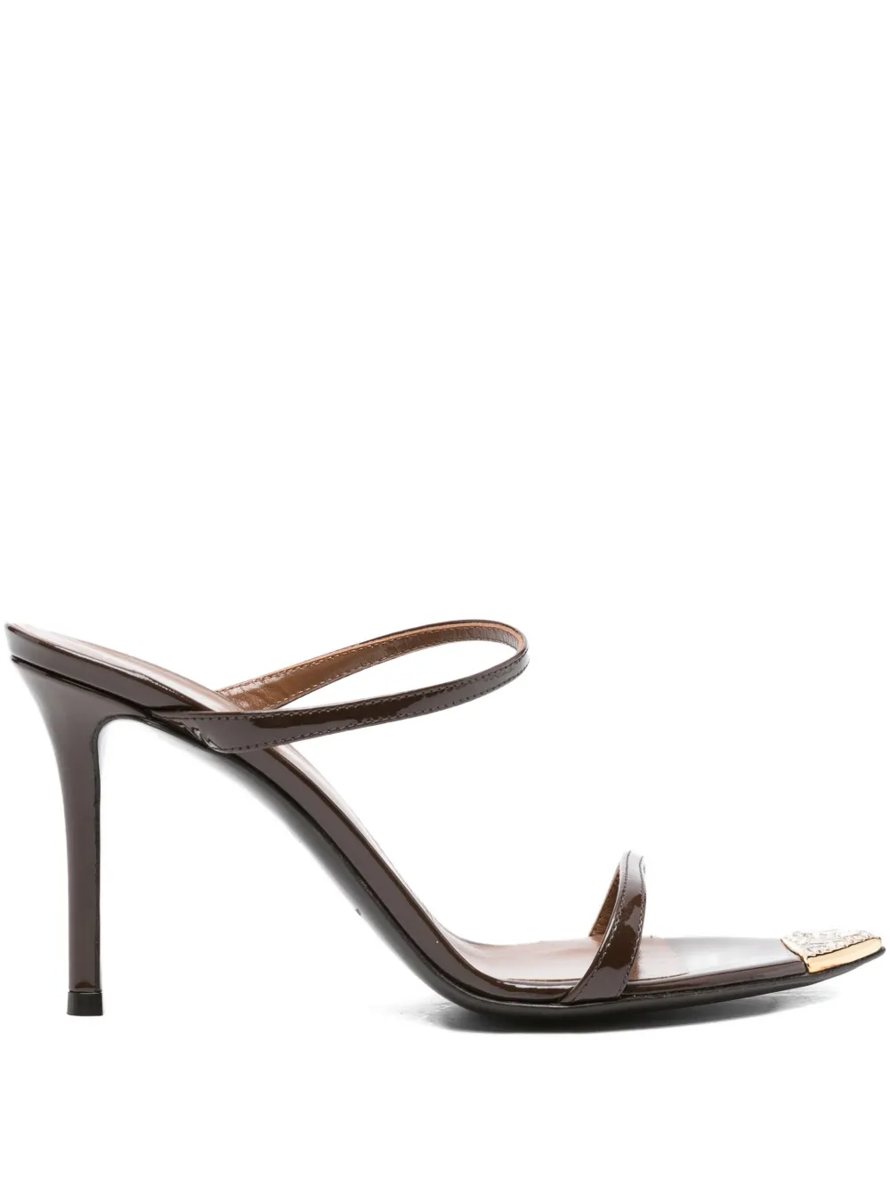 Босоножки на каблуке-шпильке высотой 100 мм с декором Giuseppe Zanotti, коричневый