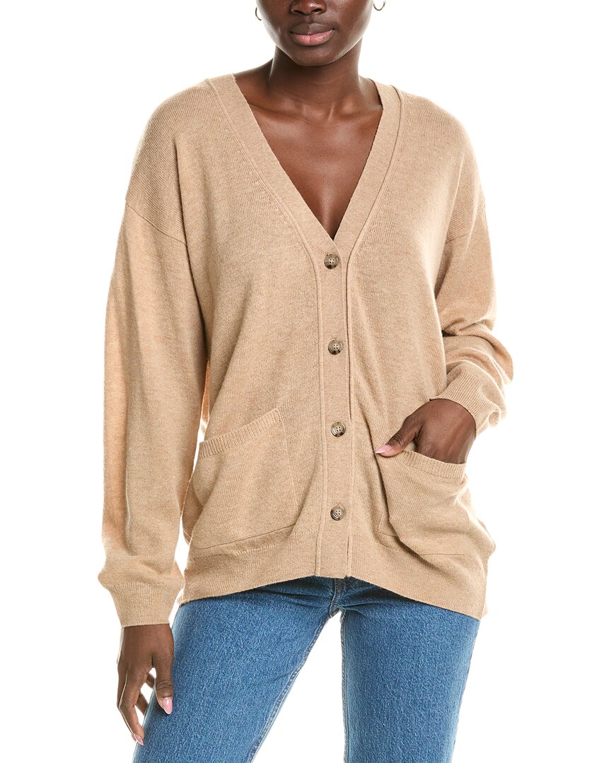 

Роскошный кардиган Brodie Cashmere Wool & Cashmere-Blend Roll Edge, бежевый
