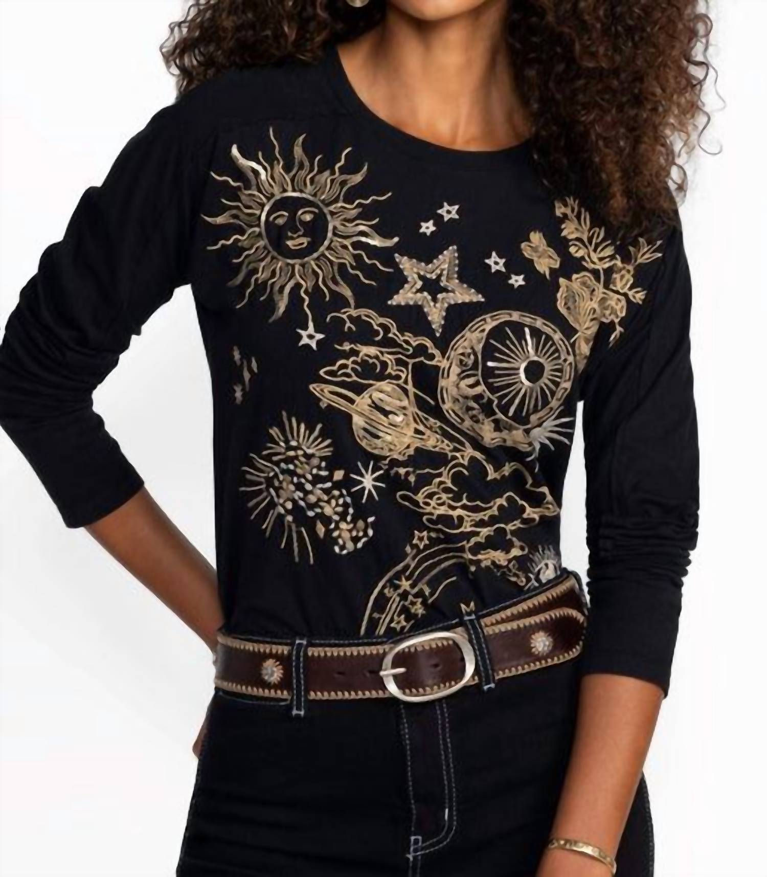 

Длинный рукав, футболка-долман Miaora черная Johnny Was