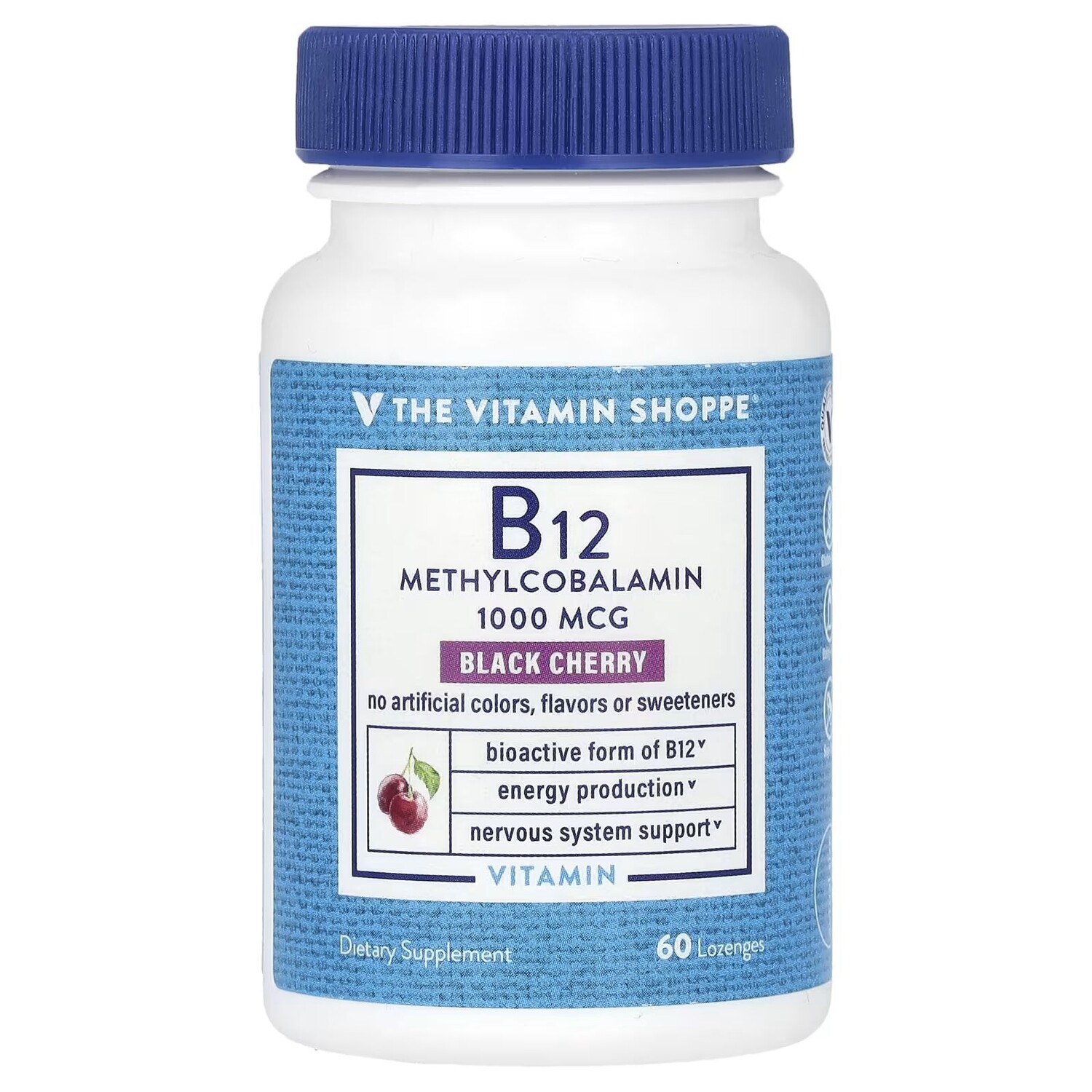 

B12, черная вишня, 1000 мкг, 60 пастилок The Vitamin Shoppe