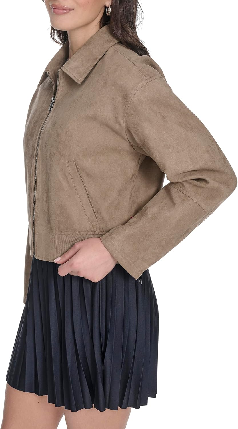 Женская куртка-бомбер Levi's из искусственной кожи с отложным воротником, Tan Faux Suede — фото 3