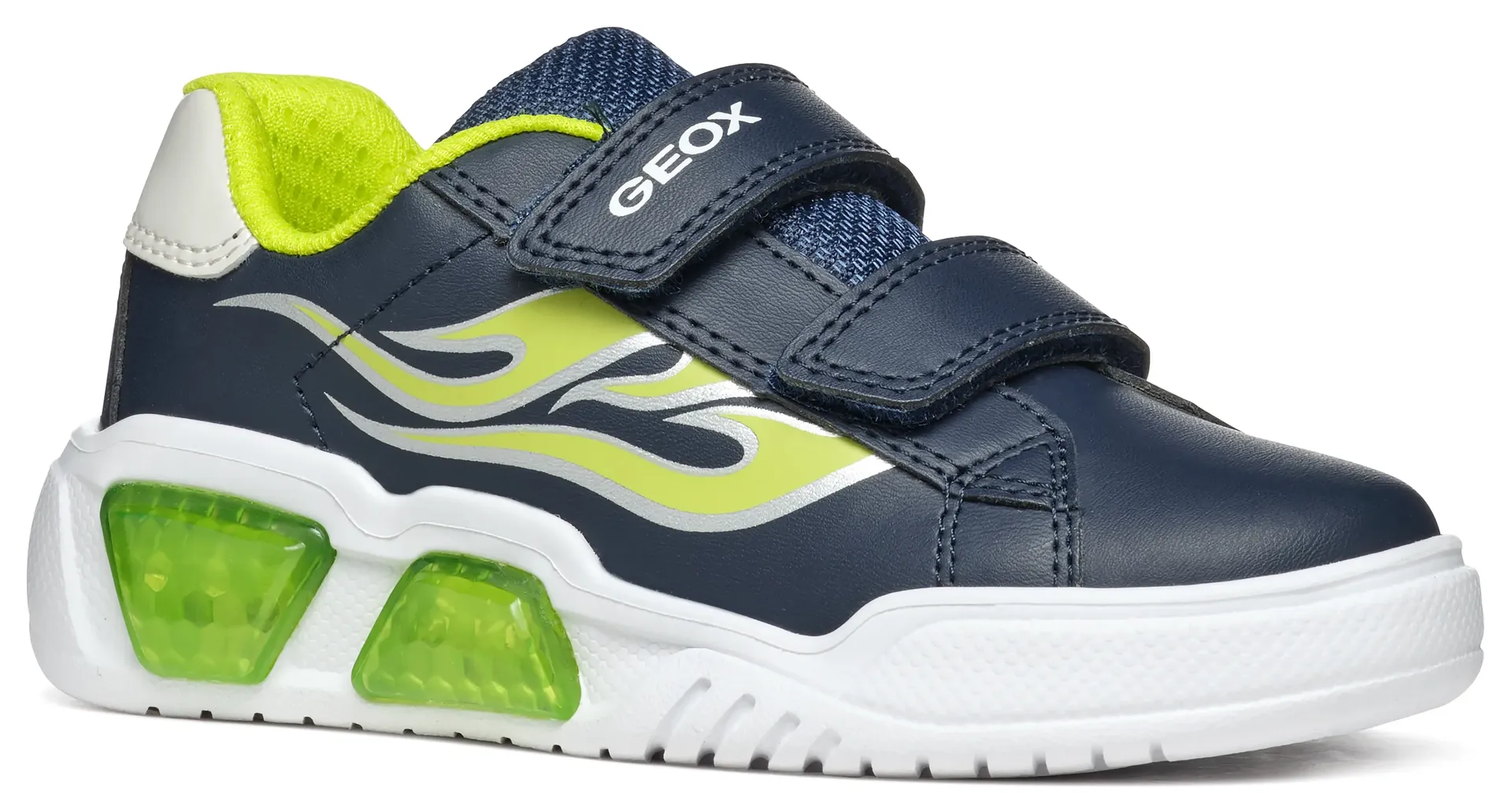 

Кроссовки Geox "J ILLUMINUS BOY A", с крутой мигающей функцией, повседневная обувь, полуботинки, туфли на шнуровке, цвет Navy-Limette