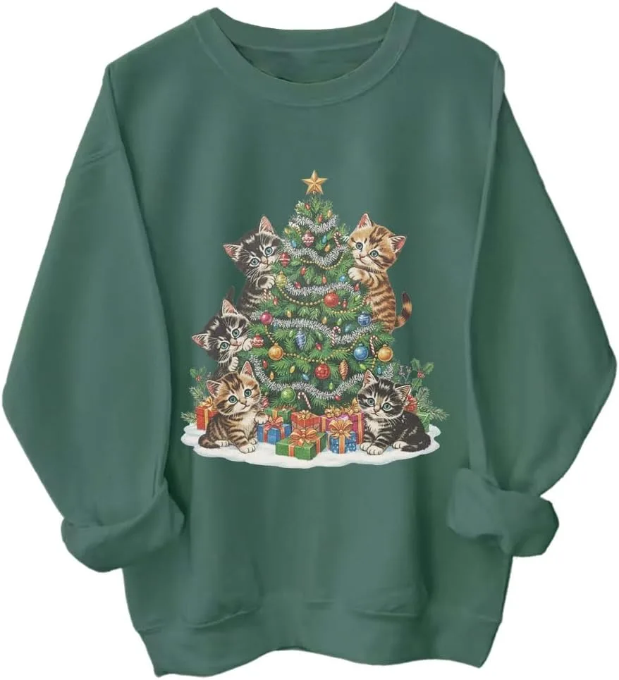 

Свитшот 90's Cat Christmas с длинными рукавами для женщин и мужчин Relliot