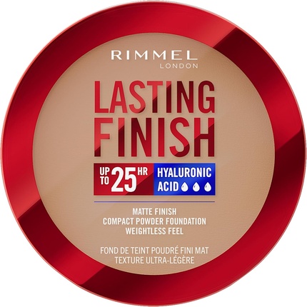 Устойчивая основа 25 HR Compact Foundation 009 Honey Matte Регулируемое покрытие Пудра-крем Защита от загрязнений SPF 20 Гиалуроновая кислота Водостойкая Скрывает недостатки Rimmel — фото 2