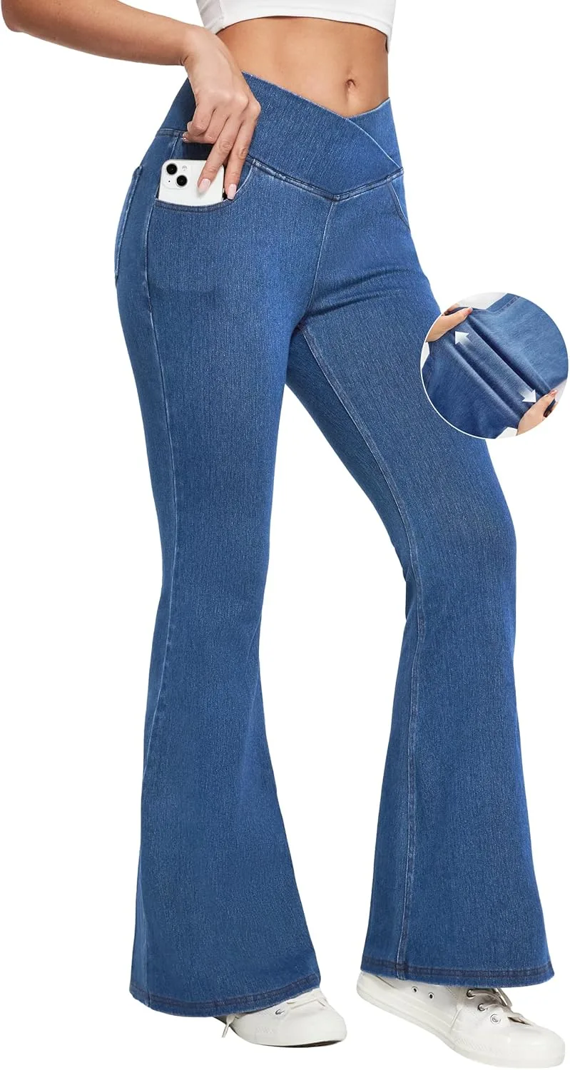 

Ewedoos Flare Bell Bottom Jeans для женщин с эффектом контроля живота