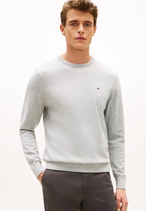 Свитер с круглым вырезом и вышивкой флага Tommy Hilfiger, Light Grey Heather