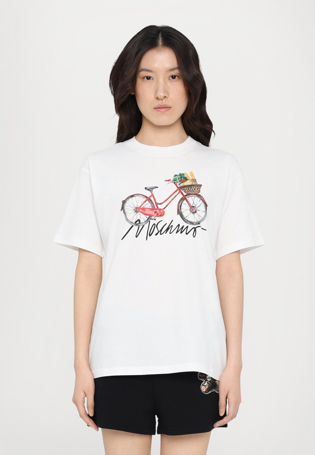 

Футболка с принтом FLOWERS AND BIKES MOSCHINO, белый