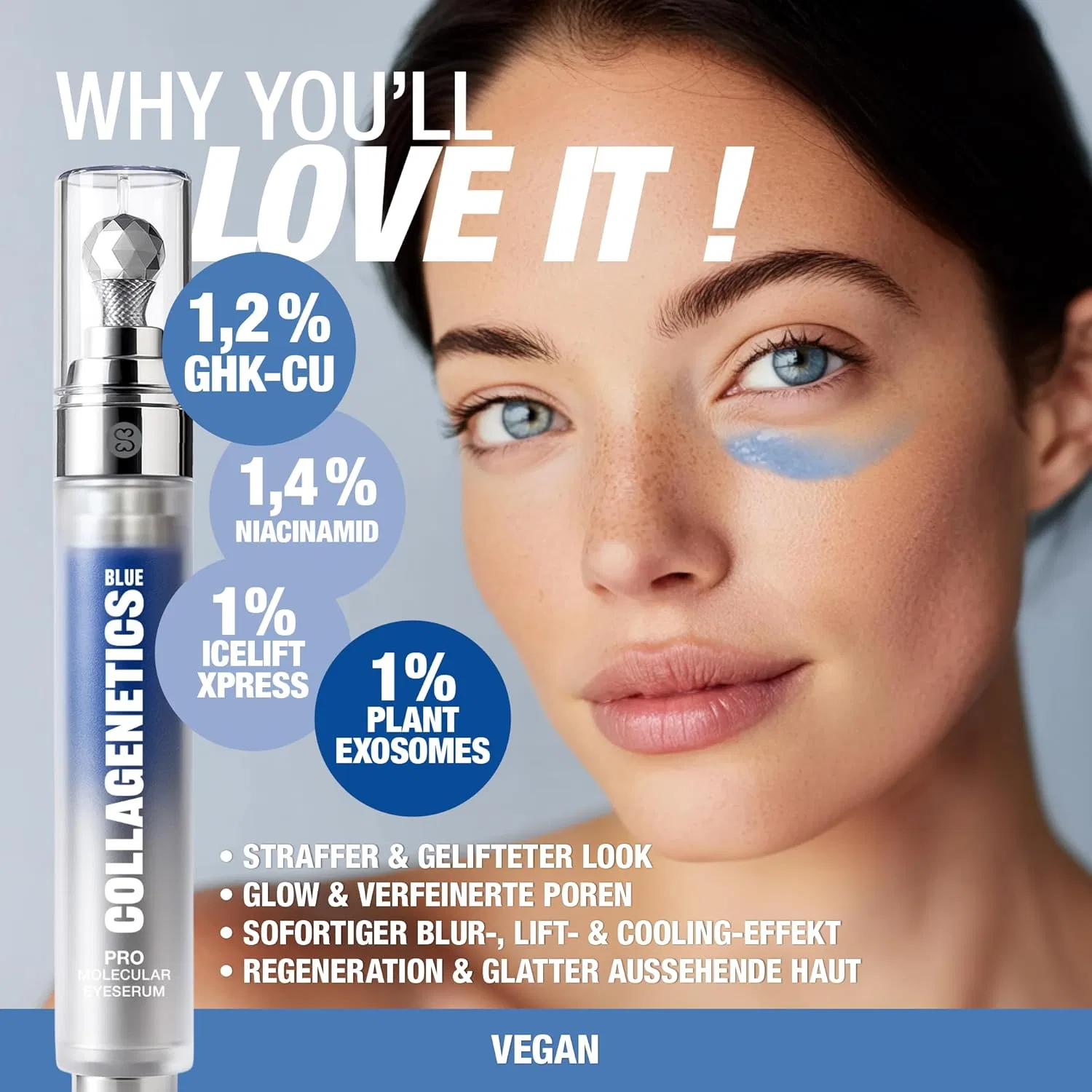 Сыворотка для глаз BLUE COLLAGENETICS PRO с 1.2% пептида меди GHK-Cu и ниацинамидом Svenja Walberg — фото 2