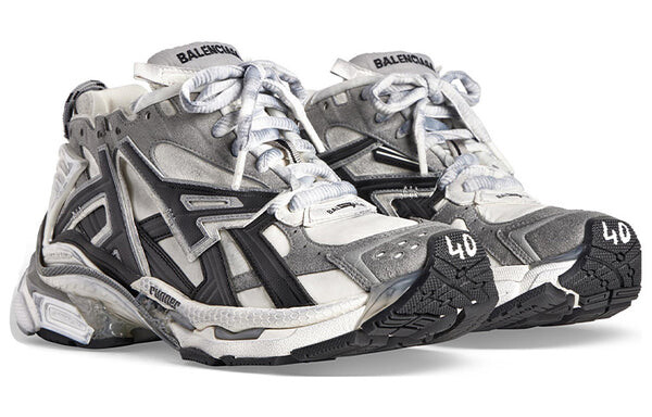 Кроссовки runner sneakers 'grey white black nylon and suede like fabric' Balenciaga, серый — фото 3