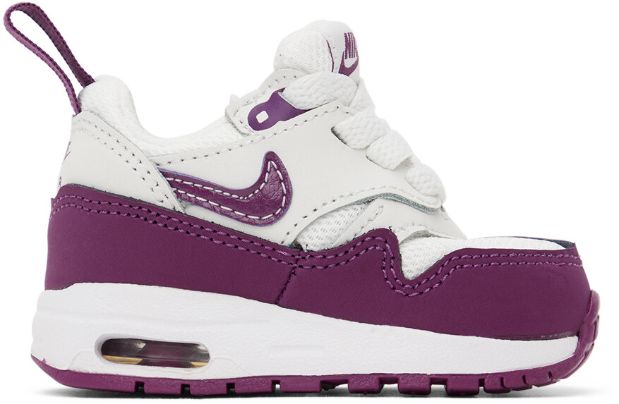 

Детские белые и фиолетовые кроссовки Air Max 1 EasyOn Nike