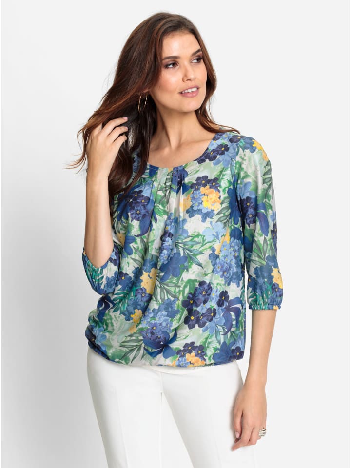 

Блузка-слипон королевского синего цвета с изумрудным принтом WITT WEIDEN