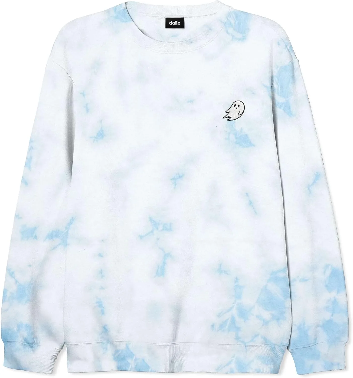 

DALIX вышитый принт Ghost длинный рукав тай-дай флисовая толстовка