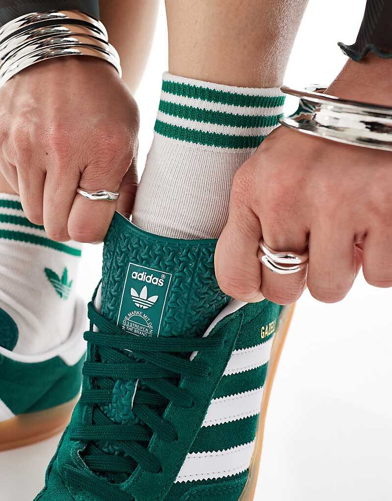 Зеленые кроссовки для занятий в помещении adidas Originals Gazelle — фото 4