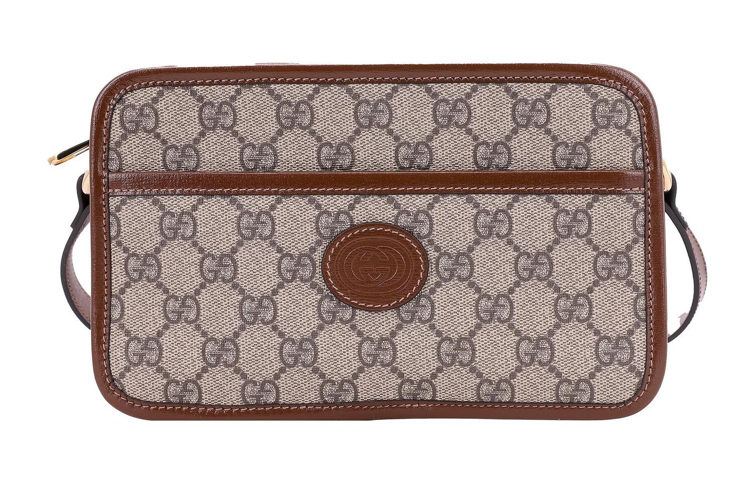 

GUCCI Canvas With Leather Crossbody Bags Mini Unisex Ebony & Brown