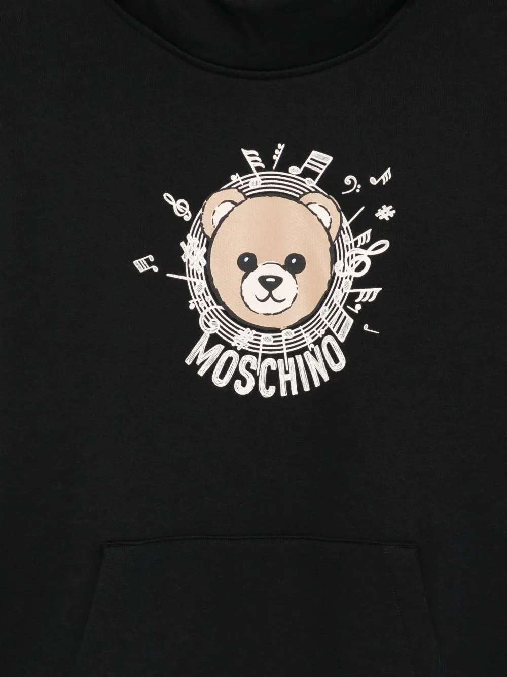 Хлопковая толстовка с капюшоном и принтом Тедди Moschino Kids, черный — фото 3