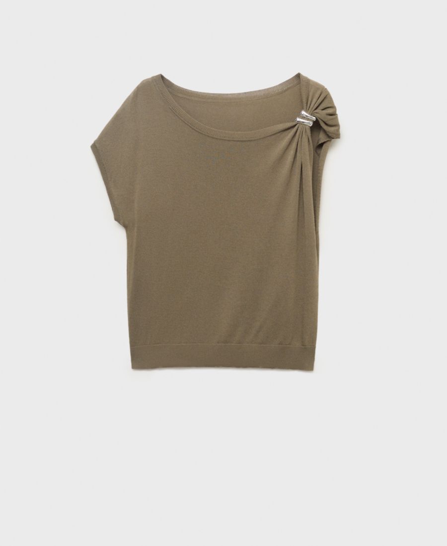 

Женский свитер тонкой вязки с металлизированной отделкой MANGO, Medium Brown